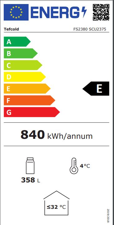 Tefcold display kjøleskap hvit 184 cm SCU2375