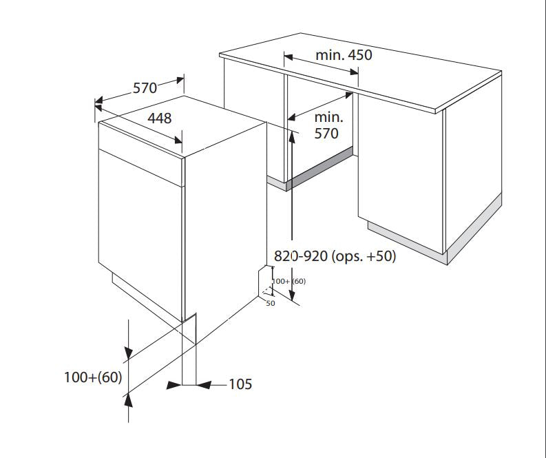 Gram oppvaskmaskin 45 cm hvit OM 4110-90 T/1