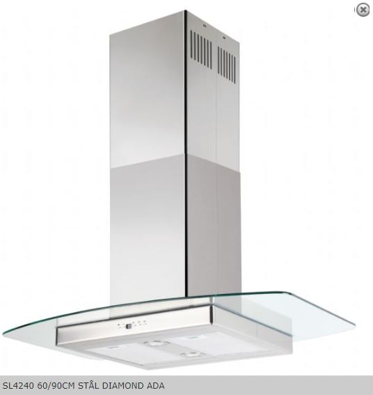 Silverline Ventilator Fritthengende modell 90CM STÅL DIAMOND ADA