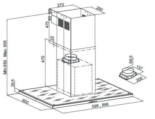 Silverline Ventilator Fritthengende modell 60 cm HVIT NORDIC DAR