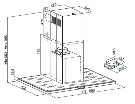 Silverline Ventilator Fritthengende 60 cm SVART SL 4250-60 SR