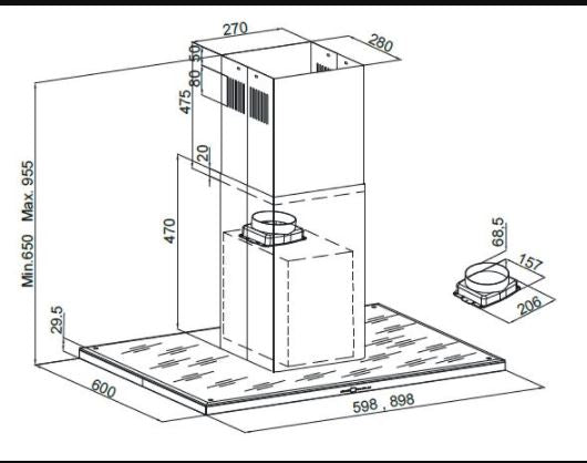 Silverline Ventilator Fritthengende modell 90CM STÅL NORDIC DARK