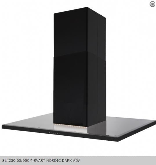 Silverline Ventilator Fritthengende modell 90CM SVART NORDIC DAR