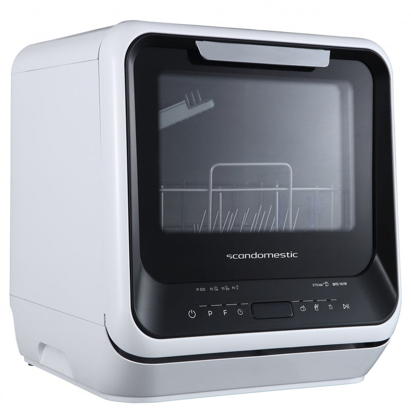 Scandomestic benk oppvaskmaskin hvit svart SFO 101 W