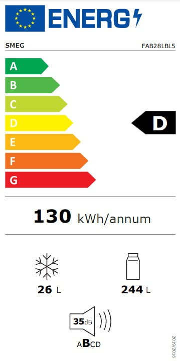 Smeg kjøleskap med innebygget frys 153 cm i lime grønn FAB28RLI5