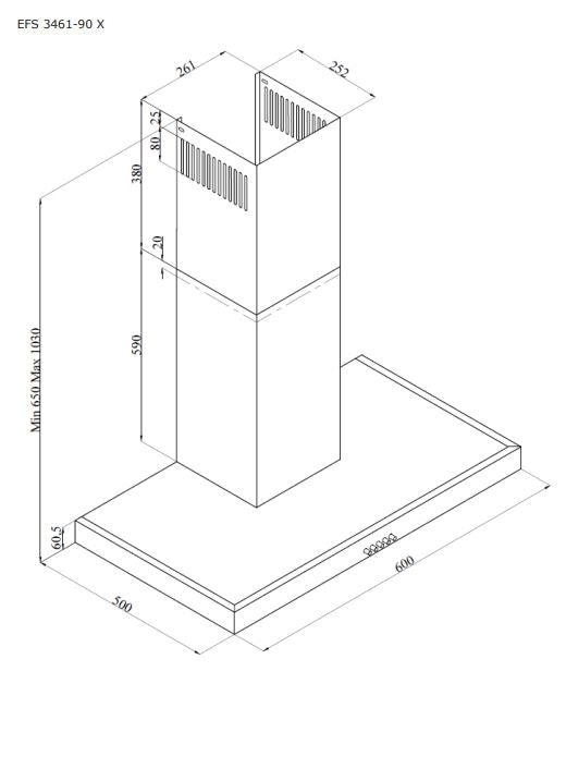 Gram ventilator rustfritt stål 60 cm EFS 3461-90 X