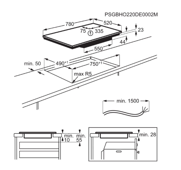 AEG platetopp induksjon 78 cm TI84IB10FB