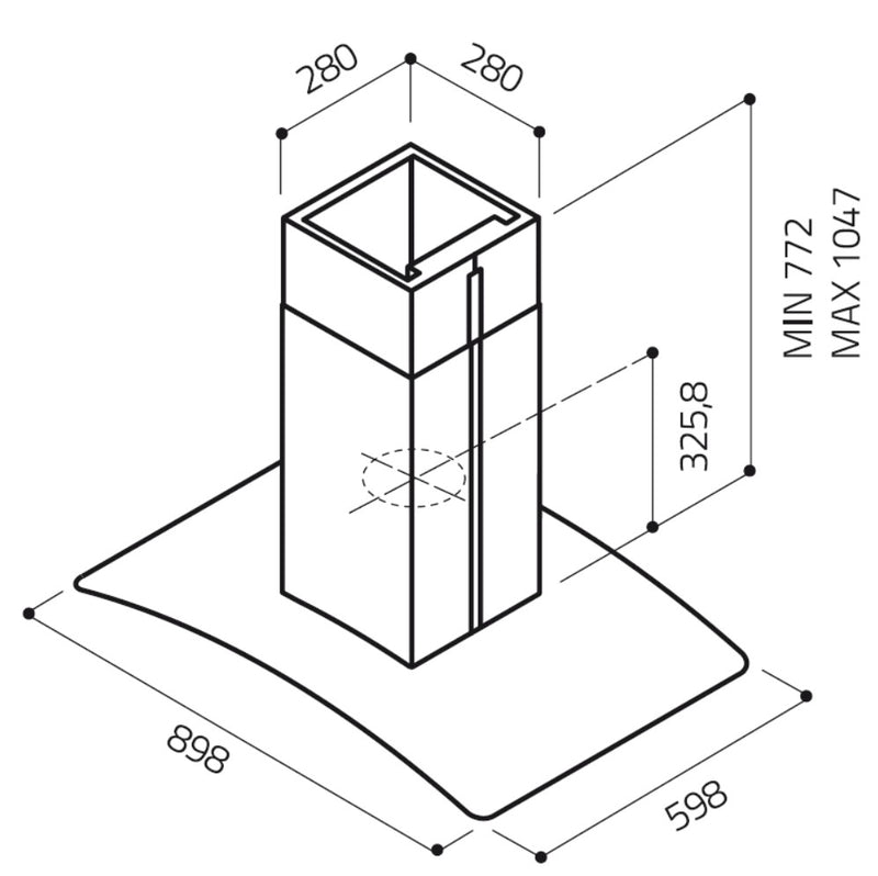 Eico fritthengende ventilator Reef I 90 X GL, Rustfritt stål / g