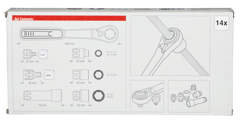 Makita pipesett 10-19MM B-65595 14 deler