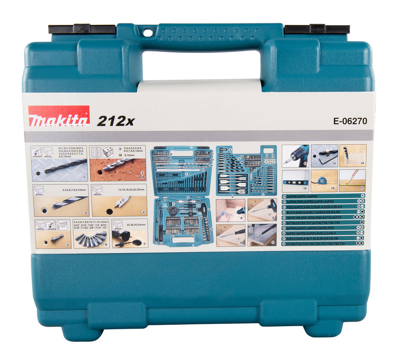 Makita Bor- og bitssett 212 deler E-06270