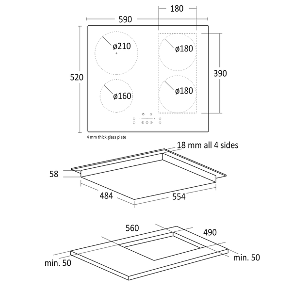 Scandomestic induksjon platetopp 59 cm IKF 60 FLEX