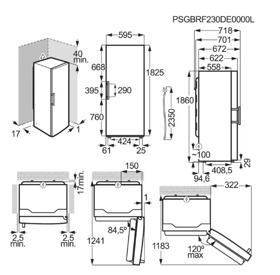 Electrolux 600 kjøleskap vifte hvit 186 cm ERS3DE39W