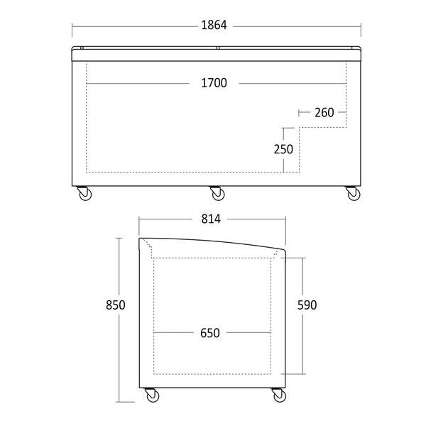 Scandomestic display fryseboks mørk grå 670 L SIF700C