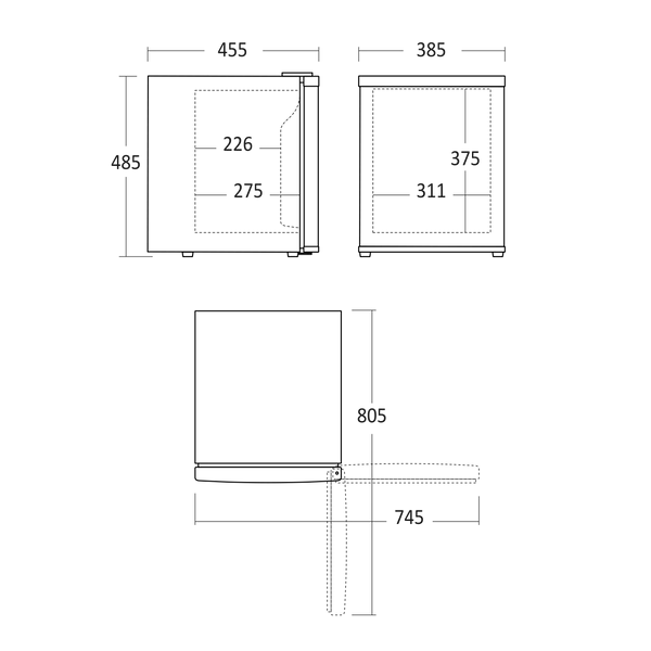 Scandomestic mini kjøleskap i sort MB 32 BE