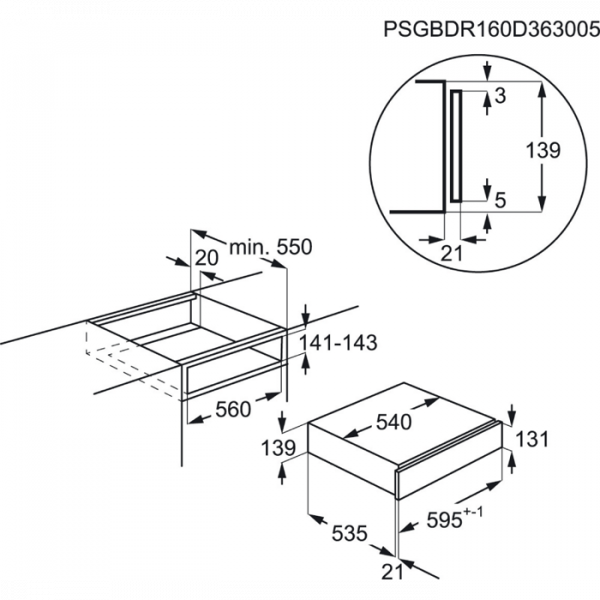 Aeg oppbevaringskuff KDE911420B Blackline