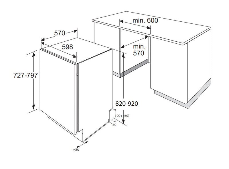 Gram helintegrert oppvaskmaskin 39 db OMI 6240-90 RT