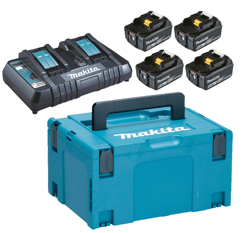 Makita batterisett dobbelt hurtiglader 4 X 6,0 Ah batterier 1980