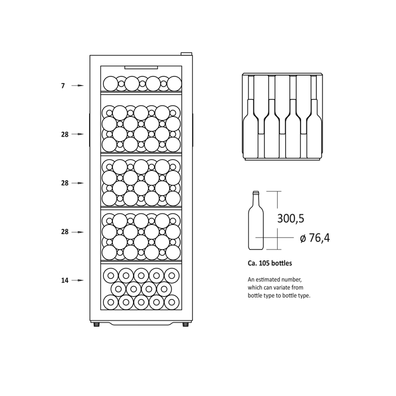 Scandomestic vinskap frittstående sort en zone 129 cm WC105BG
