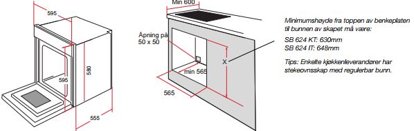 Beha stekeovn og keramisk platetopp SB 624 KT hvit