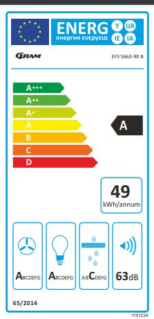 Gram skråstilt ventilator 60 cm sort EFS 5663-90 B