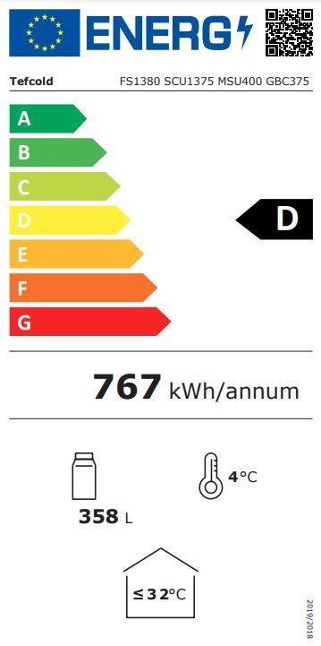 Tefcold display kjøleskap medisinsk kjøler hvit 184 cm MSU400