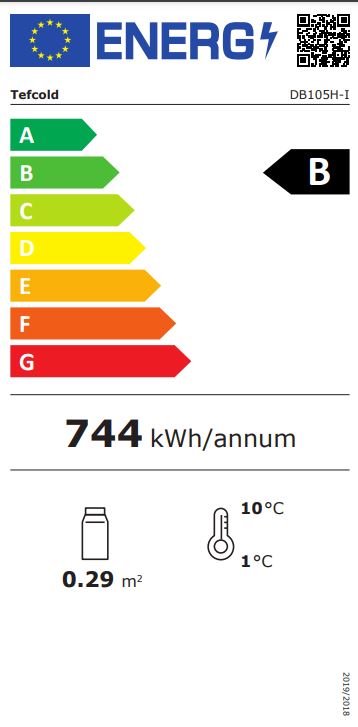 Tefcold Backbar / Bar kjøleskap svart 87 cm DB105H