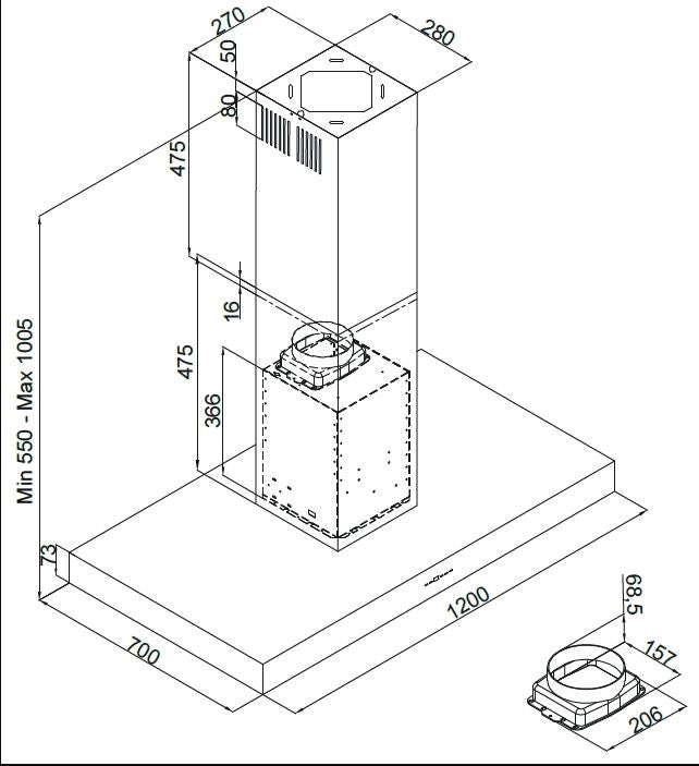 Silverline Ventilator Fritthengende Stål  ROMA ADA SL 4114-2 RF