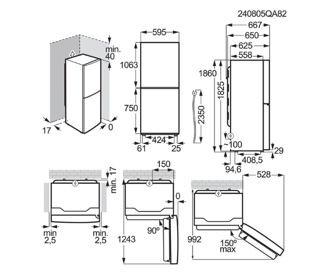 Electrolux kombiskap rustfritt stål nofrost 186 cm 230/101 L
