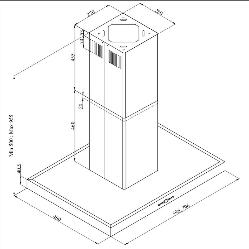 Silverline ventilator fritthengende stål 60 cm BETA  ADA SL 4117