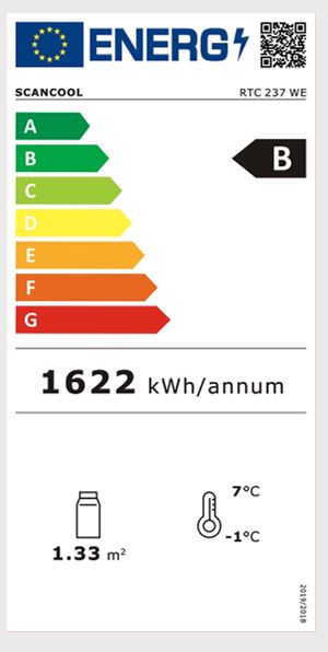 Scandomestic display kjøleskap hvit RTC 237 WE