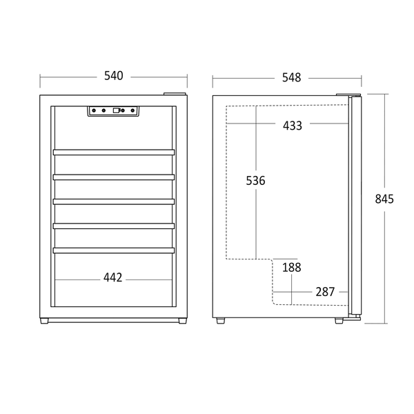 Scandomestic vinskap 1 sone sort med plass til 45 flasker SV 45 B