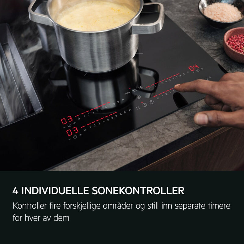 AEG Induksjonstopp med integrert ventilator 80 cm TH84CB03CB 949598202