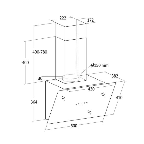 Scandomestic ventilator i svart 60 cm EMV 660