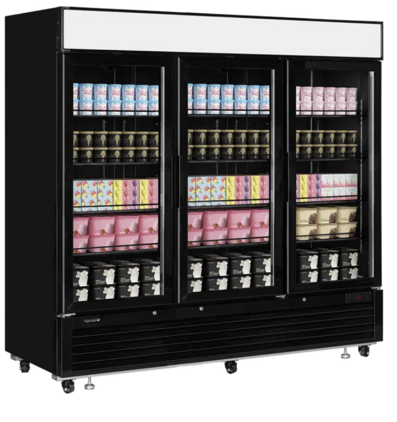 Tefcold displayfryseskap 3 dører sort 205 cm LGF7500B