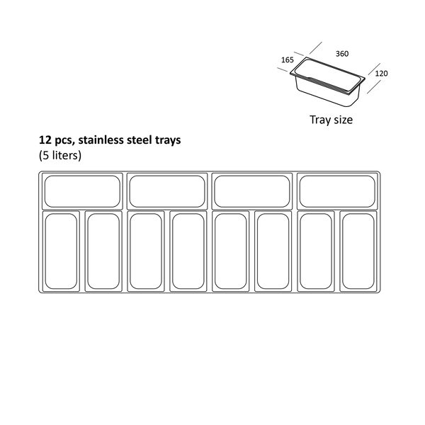 Scandomestic iskremdisk med skyvedør og 12 iskrembeholdere SIC12WB