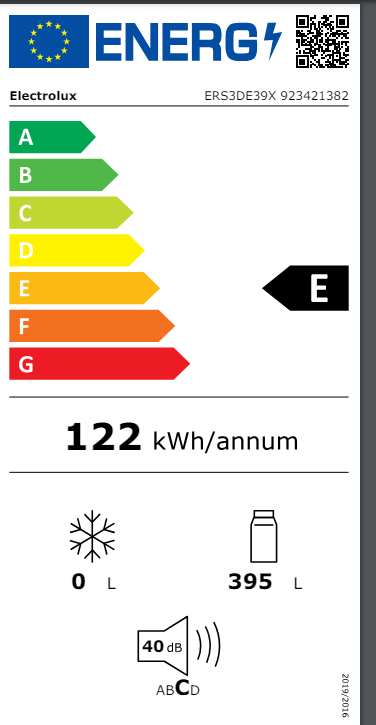Electrolux 600 kjøleskap vifte stål 186 cm ERS3DE39X