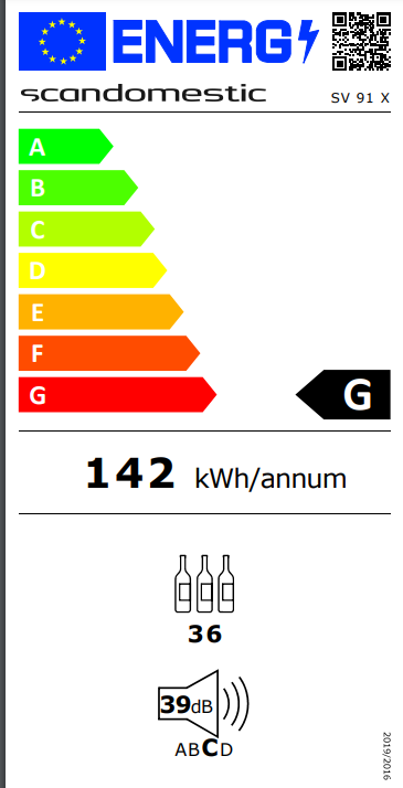 Scandomestic vinskap med plass til 36 flasker SV 91 X