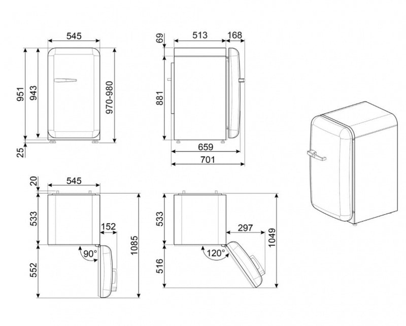 Smeg kjøleskap krem/cream 50`s retro FAB10HRCR5