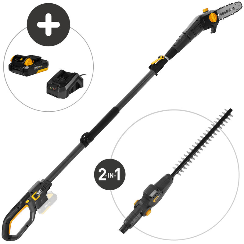 Texas motorsag og hekksaks på stang batteri 20V 2in1 PHX/PCX2000 m/bat og lader 90063256