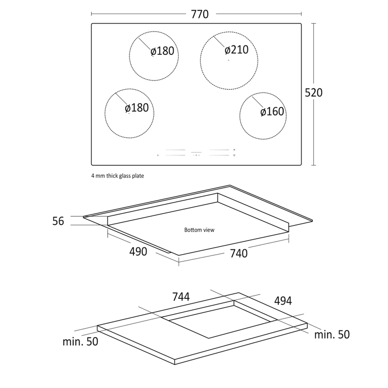Scandomestic platetopp induksjon 77 cm HOI77F
