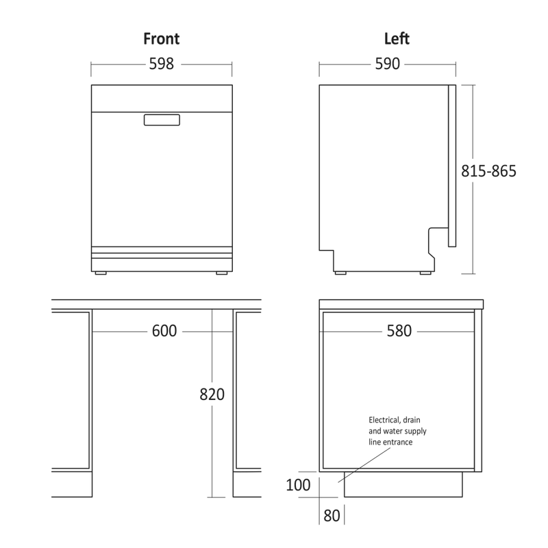 Scandomestic integrert oppvaskmaskin stål 60 cm DWB1442XC