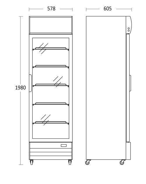 Scandomestic display kjøleskap sort 198 cm SD 417 BE
