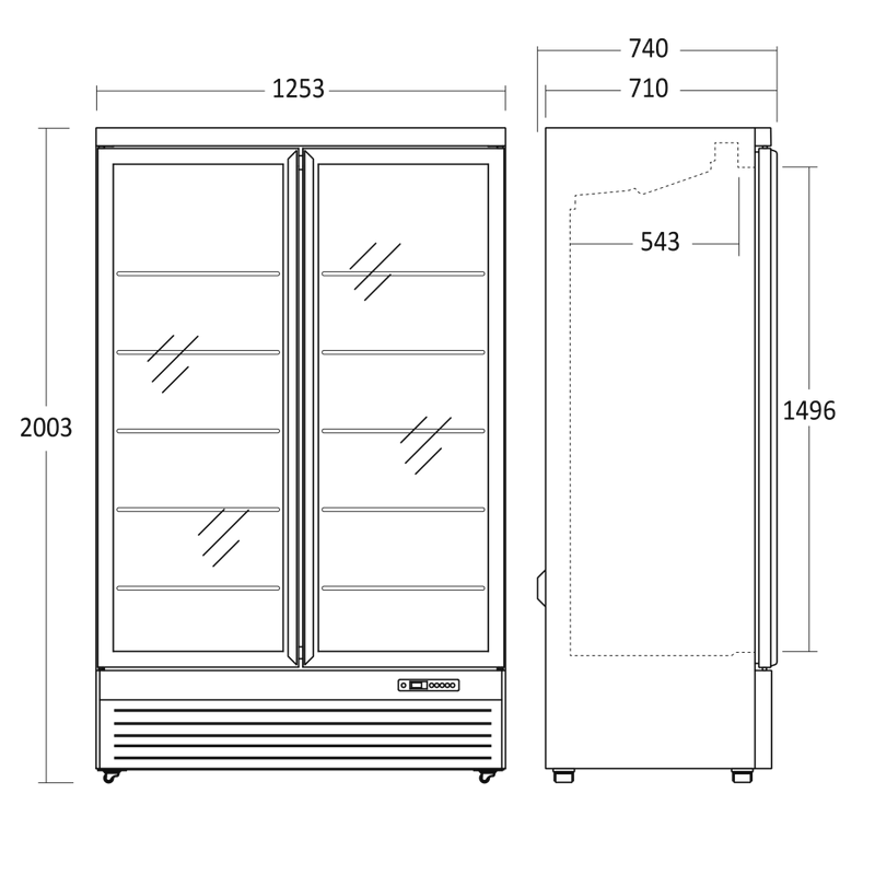 Scandomestic display fryseskap 200 cm DF1006BD