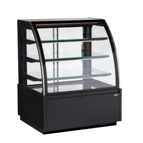 Vibocold kjøledisk Oslo med kurvet glass og LED lys sort 125 cm OSC 100C HC S