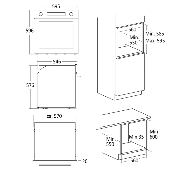 Scandomestic stekeovn i svart 60 cm XO 6500
