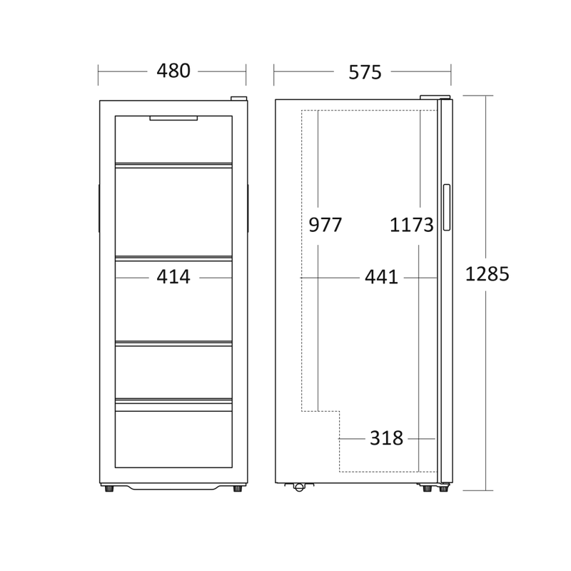 Scandomestic vinskap frittstående sort en zone 129 cm WC105BG