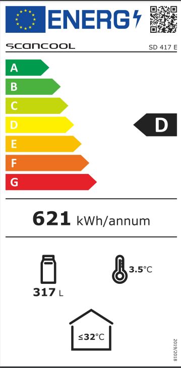 Scandomestic display kjøleskap hvit SD 417 E