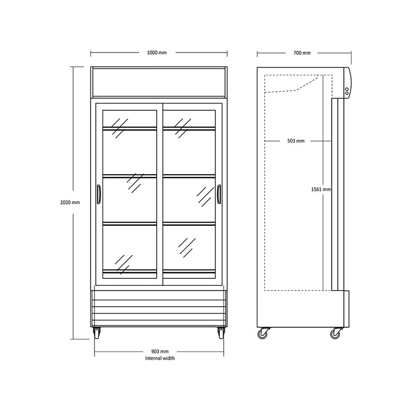 Scandomestic display kjøleskap med skyvedør modell SD 802 SLE