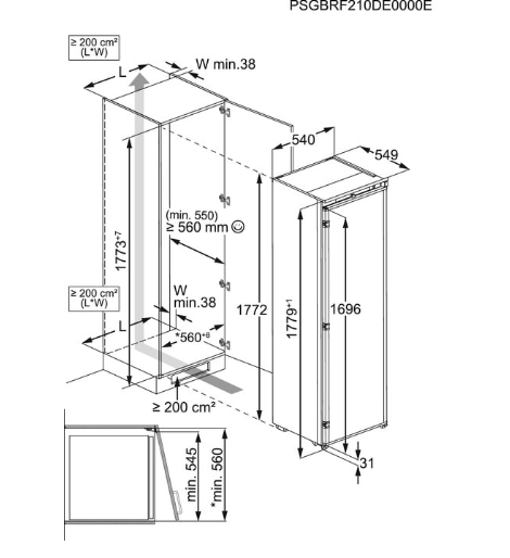 Electrolux Integrert fryseskap NoFrost 177.2 cm EUN7NE18S