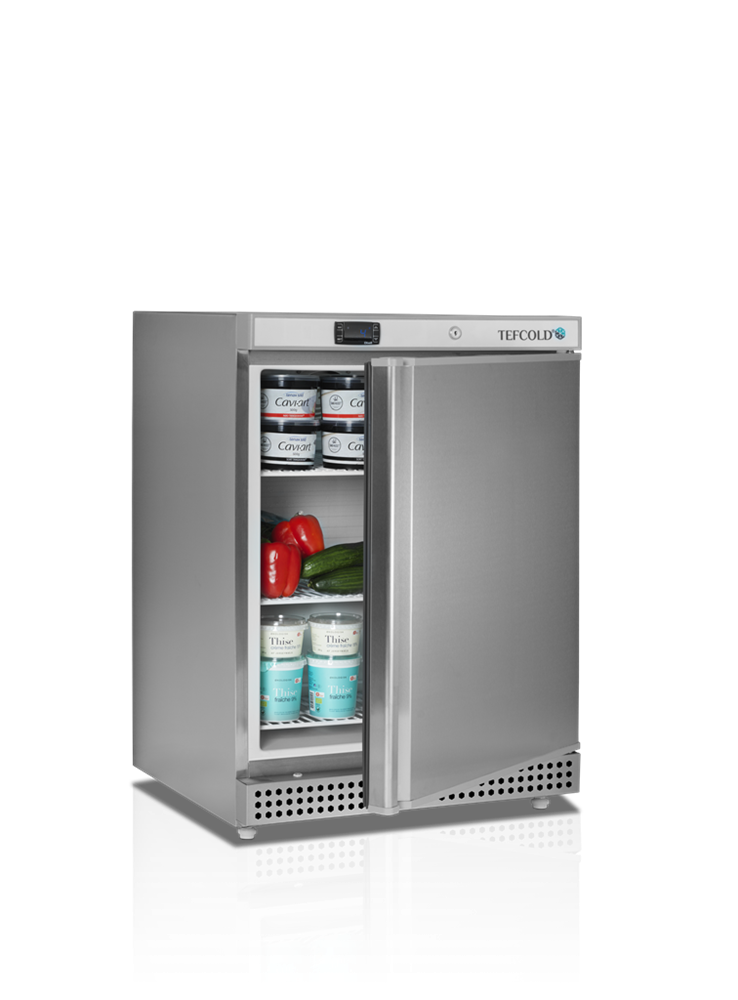 Tefcold kjøleskap 85,5 cm rustfritt stål med lås UR200S